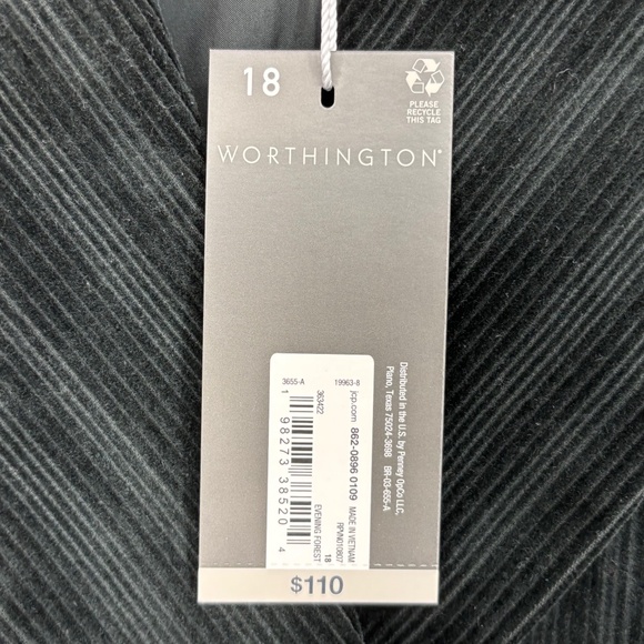 Worthington Womens Size 18 Double Breasted Blazer Jacket Forest Green Corduroy - Picture 6 of 11